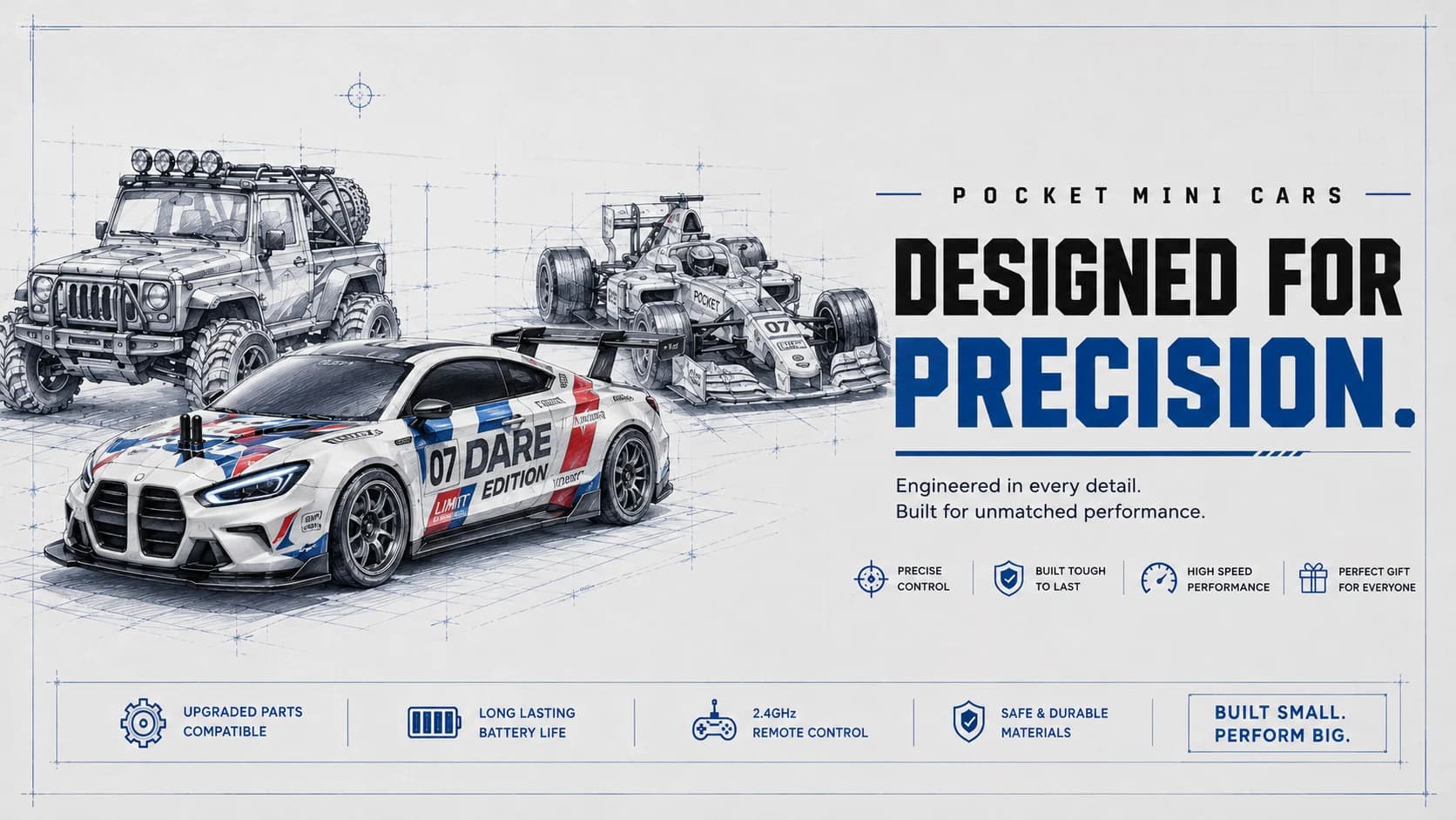 PRC pocket mini cars — designed for precision